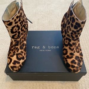Womens Rag and Bone Newbury Booties - Size 8 Leopard